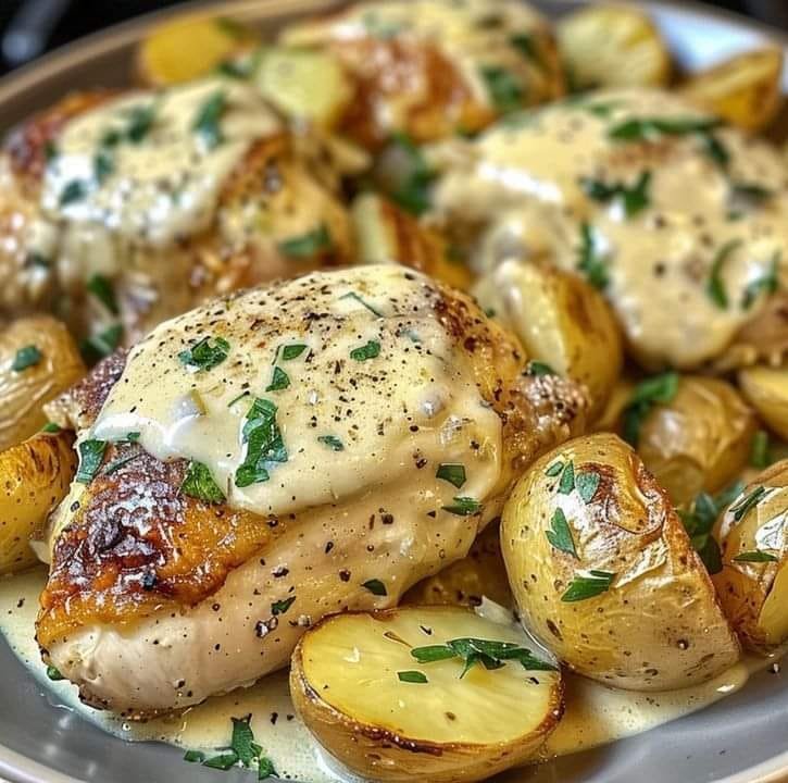 Chicken and Potatoes with Garlic Parmesan Cream Sauce 462573629_122185524746205707_3879090042686093164_n