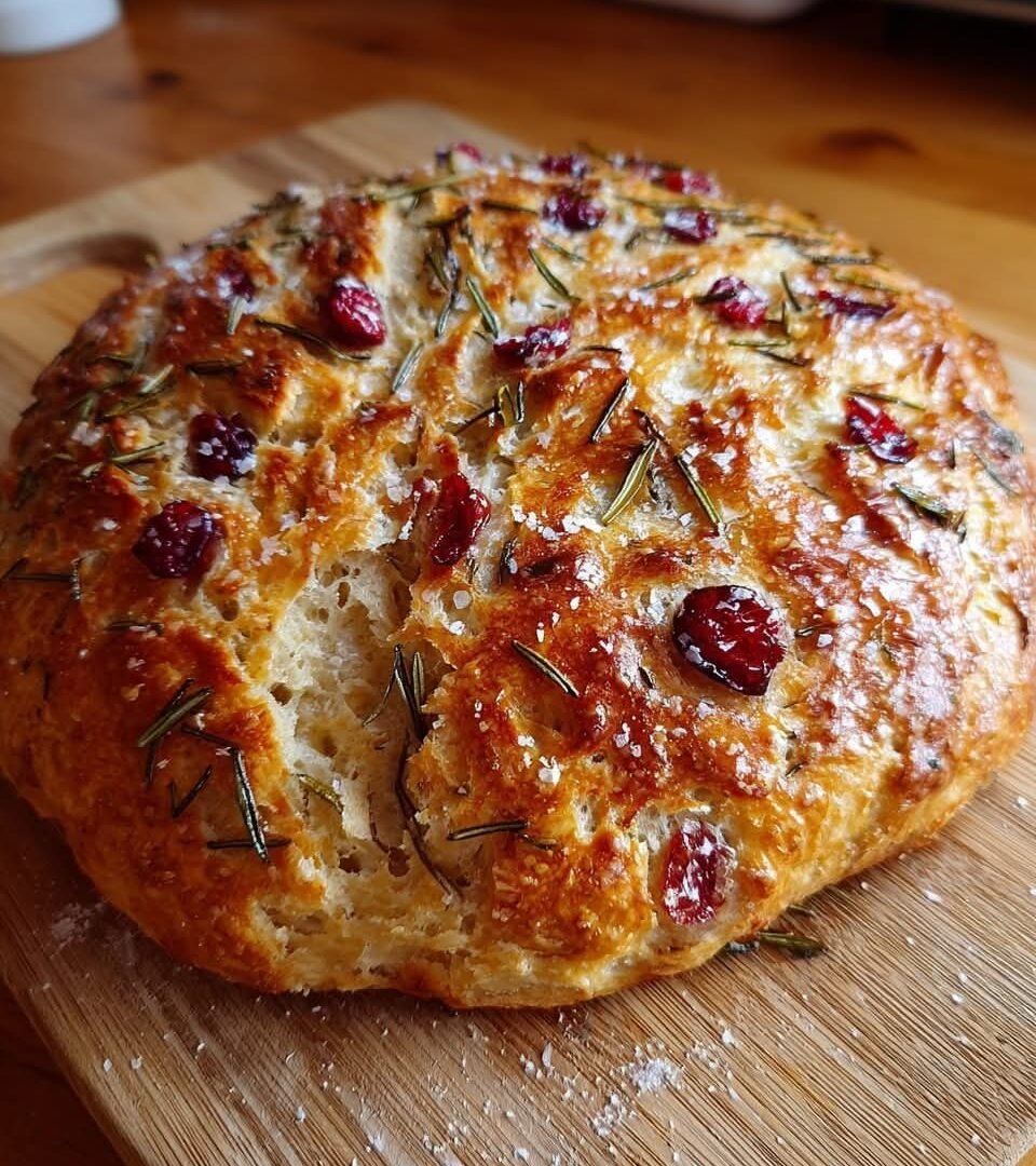 No Knead Rosemary Cranberry Bread with Olive Oil & Sea Salt FB_IMG_1769011936224